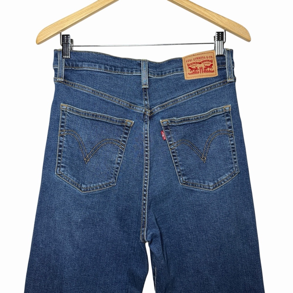 Levi's Womens Ribcage Straight Jeans 31 High Rise Button Fly Blue Denim Classic - Picture 7 of 16